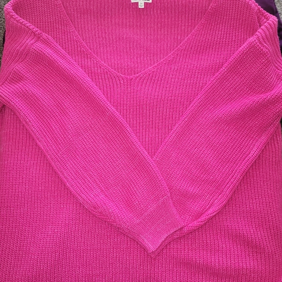 Fashion Nova Hot Pink V-Neck Sweater - Picture 5 of 7